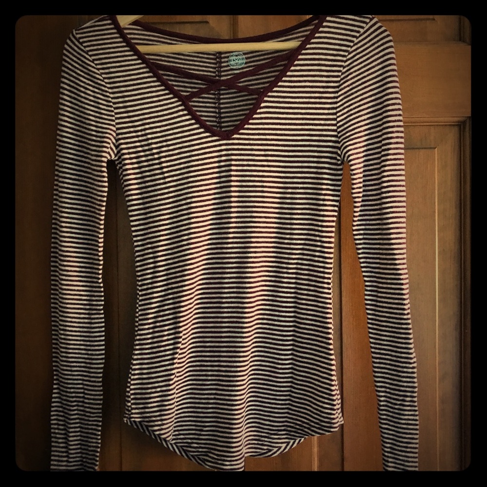 maroon striped long sleeve